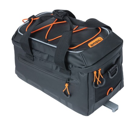 Torba na bagażnik BASIL MILES TARPAULIN TRUNKBAG MIK 7L, MIK System (ready to go), 100% wodoodporna black orange (NEW) - rove.pl
