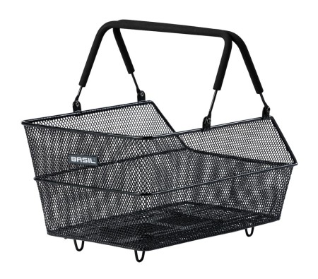 Kosz tylny na bagażnik BASIL CENTO MIK, MIK System (ready to go), Adaptor Plate 2.0 (blokada), stalowy czarny (NEW) - rove.pl