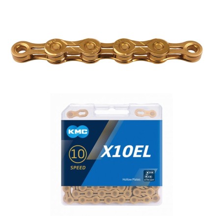 KMC Łańcuch X10 EL 114 ogniw złoty BOX - rove.pl