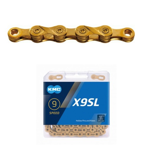 Przejdź do produktu KMC Łańcuch X9 114 ogniw złoty BOX