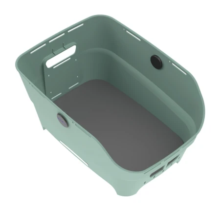 Kosz tylny na bagażnik BASIL CENTO NEO rear bicycle basket, 21L WSL System, silvergreen (NEW 2026)