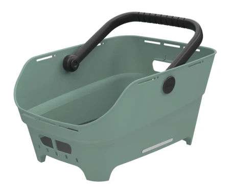 Kosz tylny na bagażnik BASIL CENTO NEO rear bicycle basket, 21L MultiSystem NX, silvergreen (NEW 2026) - rove.pl