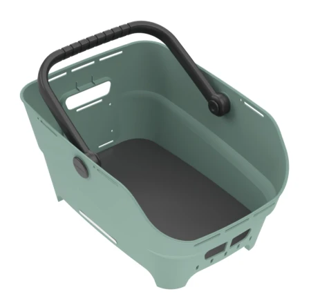 Kosz tylny na bagażnik BASIL CENTO NEO rear bicycle basket, 21L MultiSystem NX, silvergreen (NEW 2026) - rove.pl