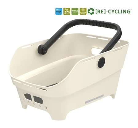 Kosz tylny na bagażnik BASIL CENTO NEO rear bicycle basket, 21L MIK System (ready to go), off-white (NEW 2026) - rove.pl