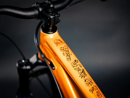 Rama Rocbird Junior, z damperem X-Fusion O2 Pro R 185x55mm, koła 26"/24", Copper Orange/Light Orange połysk, Small