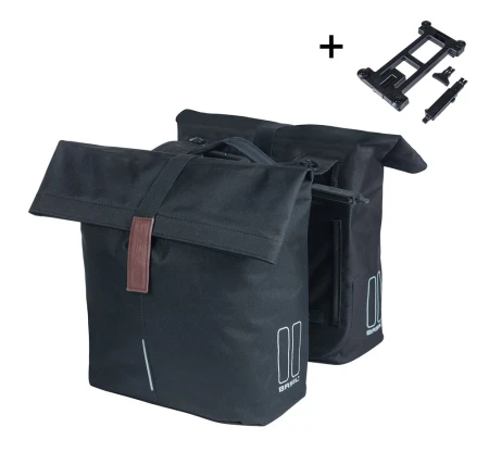 Sakwa pojedyncza BASIL CITY DOUBLE PANNIER MIK 28-32L, MIK System (ready to go) wodoodporny poliester, black (NEW 2026) - rove.pl