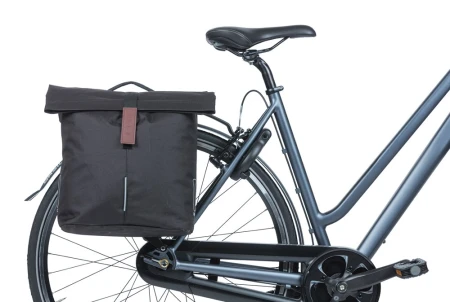 Sakwa pojedyncza BASIL CITY DOUBLE PANNIER MIK 28-32L, MIK System (ready to go) wodoodporny poliester, black (NEW 2026)