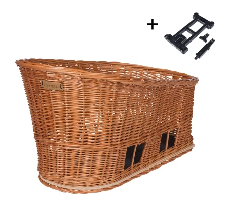 Kosz tylny na bagażnik BASIL PASJA dla zwierząt MIK 50cm, MIK System (ready to go), Adapter Plate 2.0 (blokada), wiklinowy, natural (NEW 2026) - rove.pl