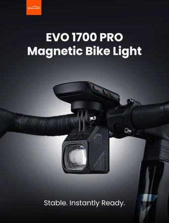 Lampka przednia MAGICSHINE EVO 1700 BLACK PRO V2.0 FTR, 1700 lumenów, Czarna,  Zestaw Lampka + Uchwyt + Pilot (NEW 2026) - rove.pl