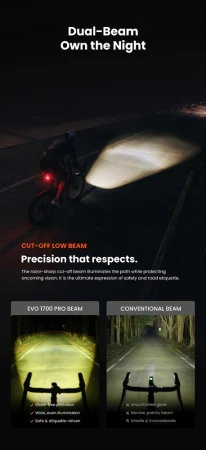 Lampka przednia MAGICSHINE EVO 1700 BLACK PRO V2.0 FTR, 1700 lumenów, Czarna,  Zestaw Lampka + Uchwyt + Pilot (NEW 2026) - rove.pl