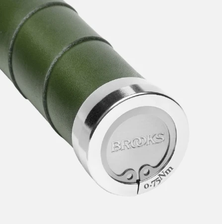 Chwyty BROOKS SLENDER LEATHER GRIPS RACING GREEN LIMITED EDITION, Rozmiar 130/130 (NEW) - rove.pl