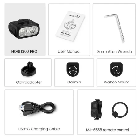 Lampka Przednia Magicshine Hori 1300 Pro Dual Mounted Ftr, Ant+, 1300 Lumenów, Z Pilotem, Bez uchwytu