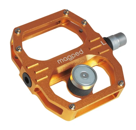 Pedały MAGPED SPORT2 ORANGE 150NM (Gravel, Trekking, MTB), Magnetyczne z blokami, Siła magnesu 150Nm dla rowerzystów 65-90kg, Pomarańczowe, Waga 440g (NEW)