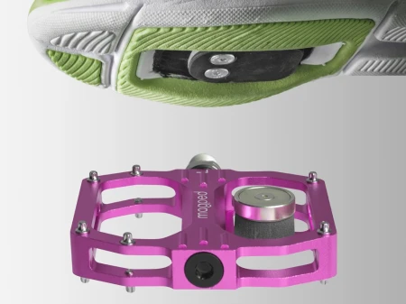 Pedały MAGPED SPORT2 PINK 200NM (Gravel, Trekking, MTB), Magnetyczne z blokami, Siła magnesu 200Nm dla rowerzystów >75kg, Różowe, Waga 458g (NEW)