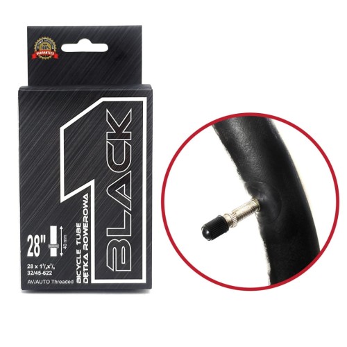 Przejdź do produktu Dętka Black1 28x1.25-1.65 32/45-622 AV40mm
