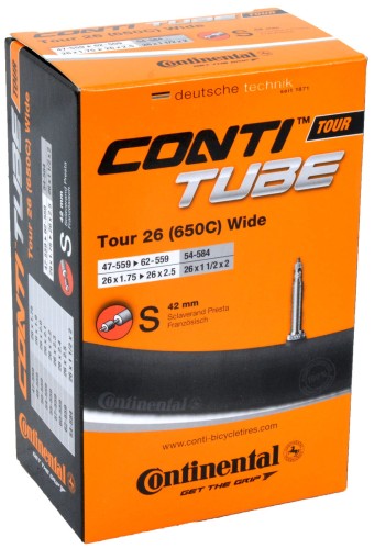 Przejdź do produktu Dętka rowerowa Continental Tour 26x1.75-2.5 (47/62) Presta 42mm 650C Wide