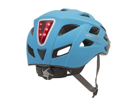 Kask AUTHOR PULSE LED X8 niebieski fluo 58-61 (z lampką tylną)