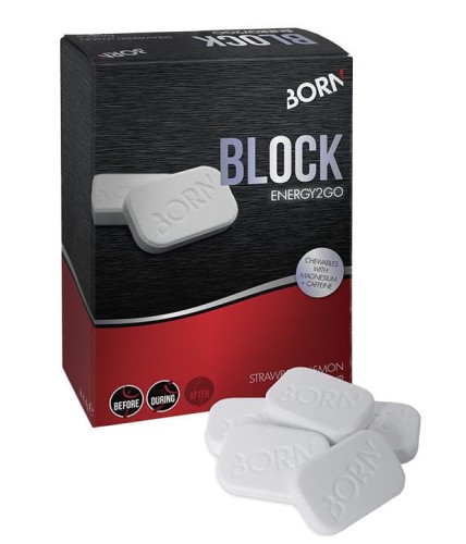 Przejdź do produktu Tabletki do żucia BORN BLOCK Energy2GO, cytryno-truskawkowe, 16 szt.