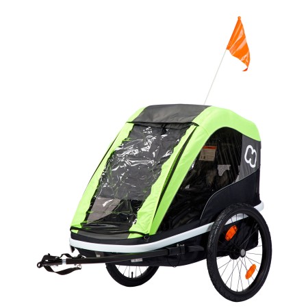 Przyczepka rowerowa AVENIDA TWIN limonkowa, z amortyzacją