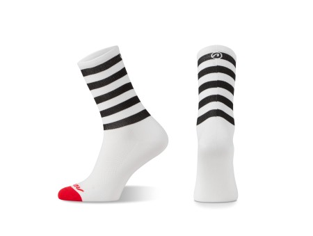 Skarpetki kolarskie Stripe Long, biało-czarne, S (36-38)