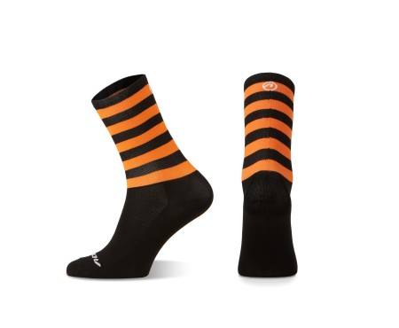 Skarpetki kolarskie Stripe Long, czarno-pomarańczowe, S (36-38)