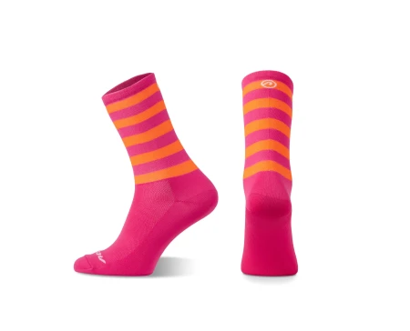 Skarpetki kolarskie Stripe Long, różowo-pomarańczowe, XL (45-46)
