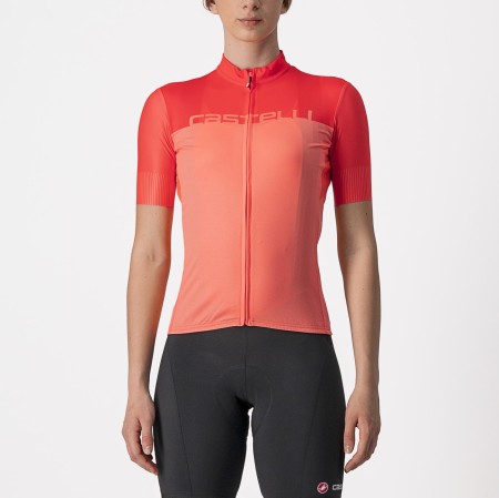 Damska koszulka kolarska Velocissima, coral flash/brilliant pink, rozmiar XS