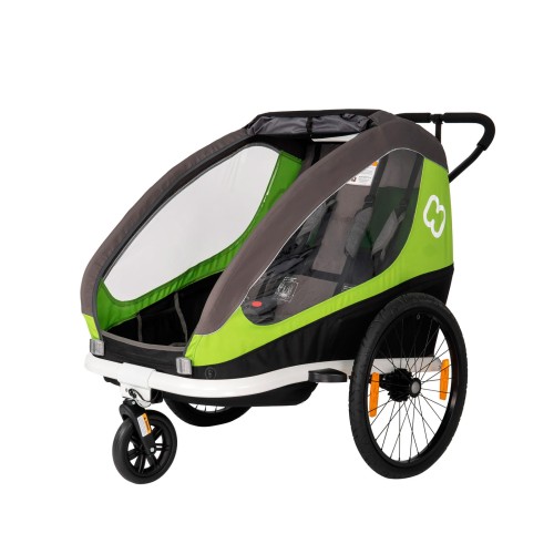Przejdź do produktu Przyczepka rowerowa TRAVELLER TWIN zielono-szara