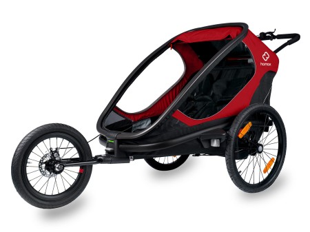 Przyczepka rowerowa OUTBACK TWIN czerwono-czarna "z przechyłem"