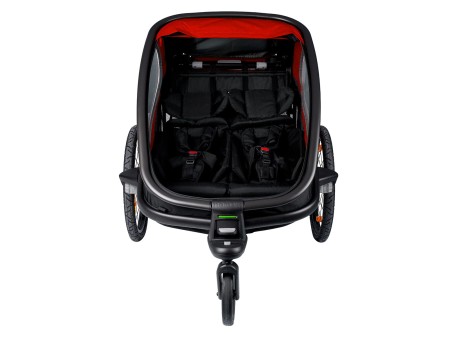 Przyczepka rowerowa OUTBACK TWIN czerwono-czarna "z przechyłem"