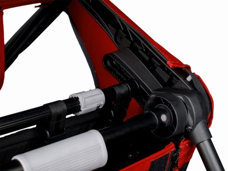 Przyczepka rowerowa OUTBACK TWIN czerwono-czarna "z przechyłem"