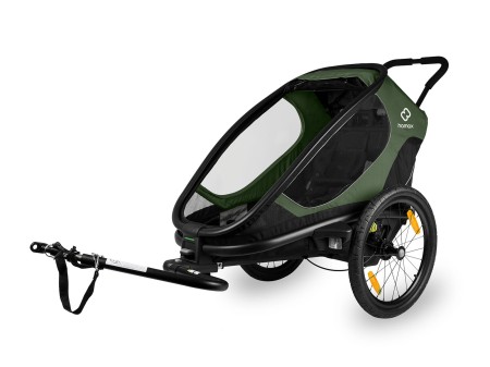 Przyczepka rowerowa OUTBACK ONE zielono-czarna "z przechyłem"