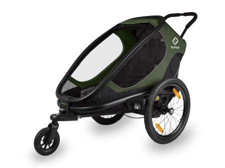 Przyczepka rowerowa OUTBACK ONE zielono-czarna "z przechyłem"