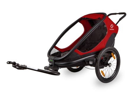 Przyczepka rowerowa OUTBACK ONE czerwono-czarna "z przechyłem"