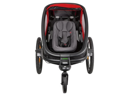 Przyczepka rowerowa OUTBACK ONE czerwono-czarna "z przechyłem"