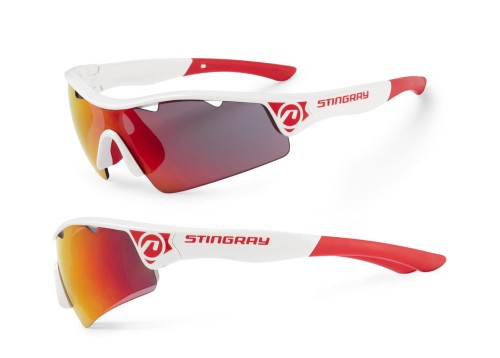 Przejdź do produktu Okulary Stingray biało - czerwone; soczewki PC: czerwone lustrzane, przezroczyste