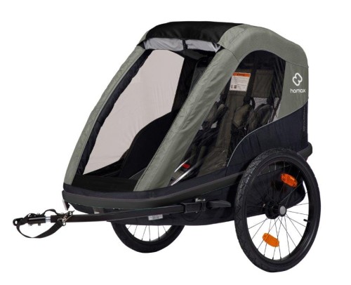 Przejdź do produktu Przyczepka rowerowa AVENIDA TWIN oliwkowa, z amortyzacją