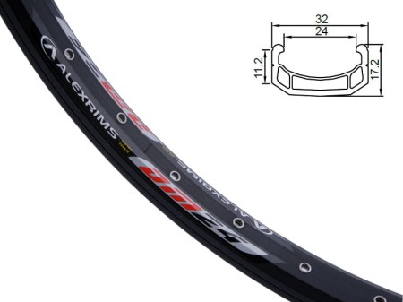 Obręcz extreme ALEXRIMS DM24 24"x48otw. bok CNC kapslowana czarna (DWZ)