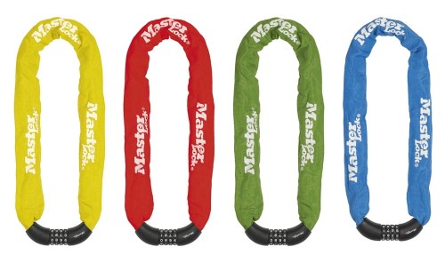 Przejdź do produktu Zapięcie rowerowe MASTERLOCK QUANTUM 8392 ŁAŃCUCH 8mm 40mm 90cm SZYFR zestaw mix kolorów pudełko 6szt.