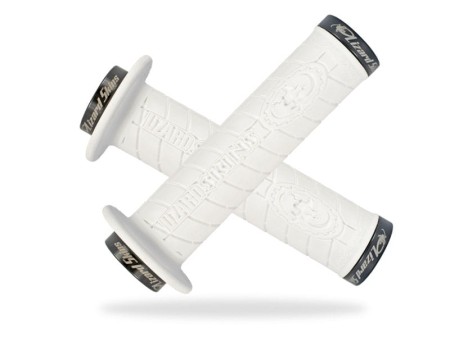 Chwyty kierownicy LIZARDSKINS LOGO FLANGE LOCK-ON klamry czarne 143mm białe