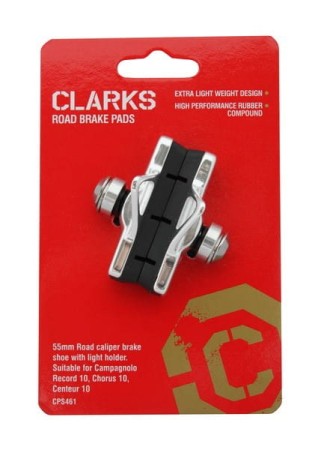 Klocki hamulcowe CLARKS CPS461 dla Shimano/Campagnolo Record 10, Chorus 10, Centeur 10, 55mm, Warunki Suche, Szosa, Obudowa CNC srebrna