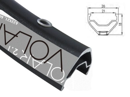 Obręcz mtb ALEXRIMS VOLAR 2.1 27.5"x32otw. Tubeless Ready H.tarczowy kapslowana czarna