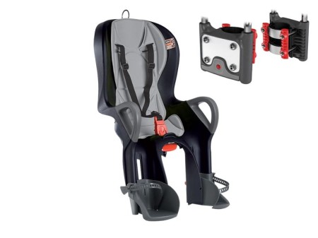Fotelik dziecięcy OKBABY 10+ (regulowane pochylenie, 27,5”-29” pręt 114 stopni ZN+H70 + zapięcie) czarny/ciemnoszary