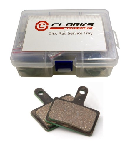 Przejdź do produktu Klocki hamulcowe CLARKS dla SHIMANO/TEKTRO & TRP (Shimano Deore M515, M475, M525, M465, M495, Tektro Draco, Dorado, Orion, Auriga, Aquila, HDC300, TRP - Spyre, Hylex, Clarks CMD-32, S2, Clout 1), Pudełko 25 par, Organiczne