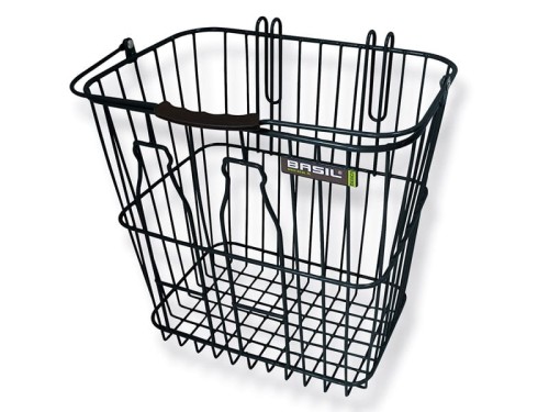 Przejdź do produktu Kosz na tylny bagażnik BASIL BOTTLE BASKET mocowanie na haki, stalowy czarny