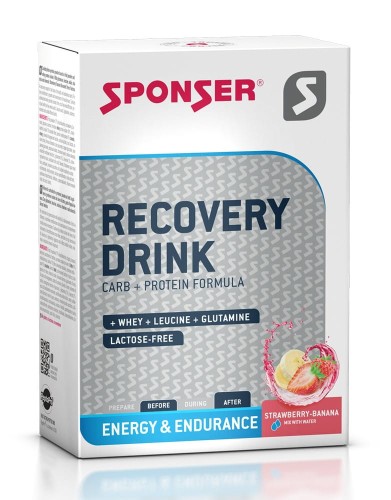 Przejdź do produktu Napój SPONSER RECOVERY DRINK truskawkowo-bananowy pudełko (20 saszetek x 60g) .
