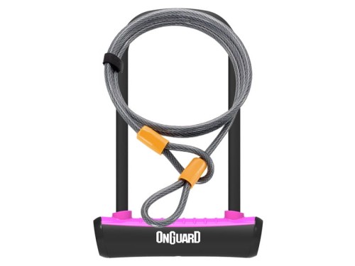 Przejdź do produktu Zapięcie rowerowe ONGUARD NEON 8154PN U-LOCK - 115mm 230mm - uchwyt + 2 x Klucze + linka 10mm 120cm różowe