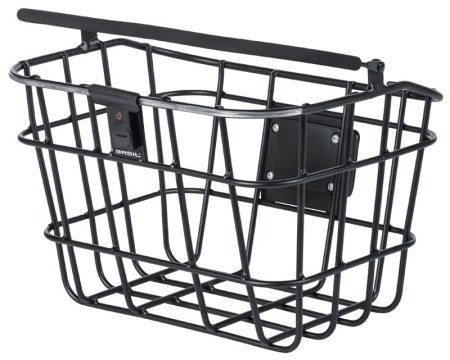 Kosz na kierownicę BASIL BREMEN ALU BE/KF NORDLICHT aluminowy + Oświetlenie + Płytka mocująca do kosza BASIL BASEASY + KLICKFIX ADAPTER PLATE system do mocowania na sztycę kierownicy i kierownicę odpinany (bez wspornika)