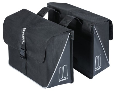 Sakwa Miejska Podwójna BASIL FORTE DOUBLE BAG 35L, Universal Bridge System, wodoodporna plandeka i poliester, granatowo-czarny