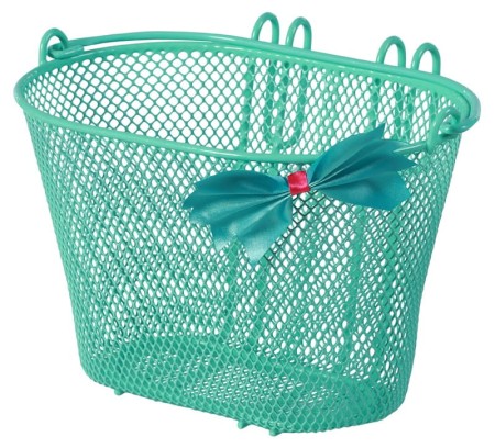 Kosz na kierownicę BASIL JASMIN BASKET JUNIOR mocowanie na haki 12"-20", stalowy kokarda zielony
